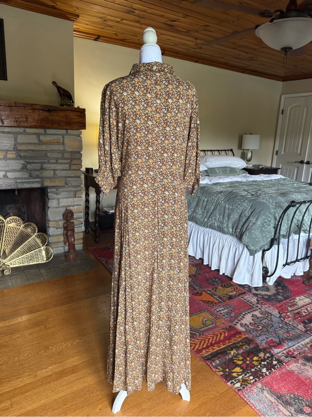 Natural Life Maxi Floral Boho Dress in Brown and Cream. NWT.  Size L - Picture 5 of 7